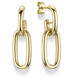 Paar Paperclip Creolen Ohrhänger Hängerstecker 30x11,5mm aus 585 Gold Gelbgold