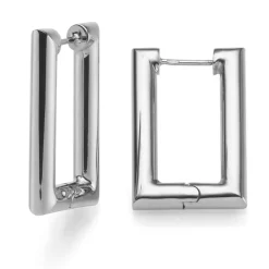 Paar rechteckige Creolen 17x27,5mm Ohrringe Ohrschmuck aus 750 Gold Weißgold
