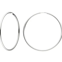 Paar runde XL Creolen aus 585 Gold Weißgold Ø 48mm Ohrringe Ohrschmuck Damen