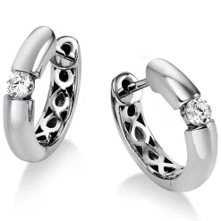 Paar solitär Creolen Ohrringe aus 950 Platin mit 2 Diamanten Brillanten 0,20 Ct.