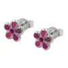 Paar Stecker Ohrstecker Blume Blumen pink lackiert, 925 Silber, Kinder