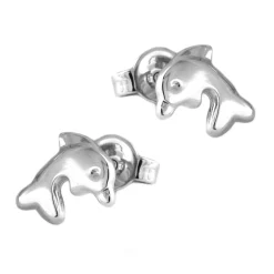 Paar Stecker Ohrstecker, Delfin Delfine, 925 Echt Silber, glänzend
