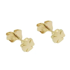 Paar Stecker Ohrstecker mit Glückssymbol Kleeblatt Kleeblätter 375 Gold Gelbgold