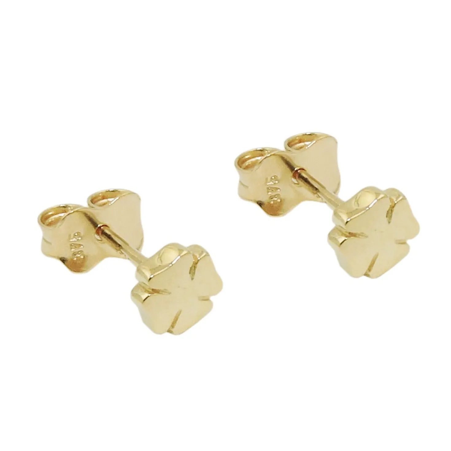 Paar Stecker Ohrstecker mit Glückssymbol Kleeblatt Kleeblätter 375 Gold Gelbgold