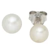 Paar Stecker Ohrstecker Ohrschmuck 6-6,5mm weiße Perlen, 925 Silber, Damen