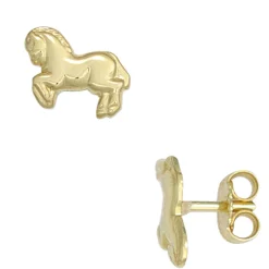 Paar Stecker Ohrstecker Pferd Pony Pferdchen 333 Gold Gelbgold Kinder