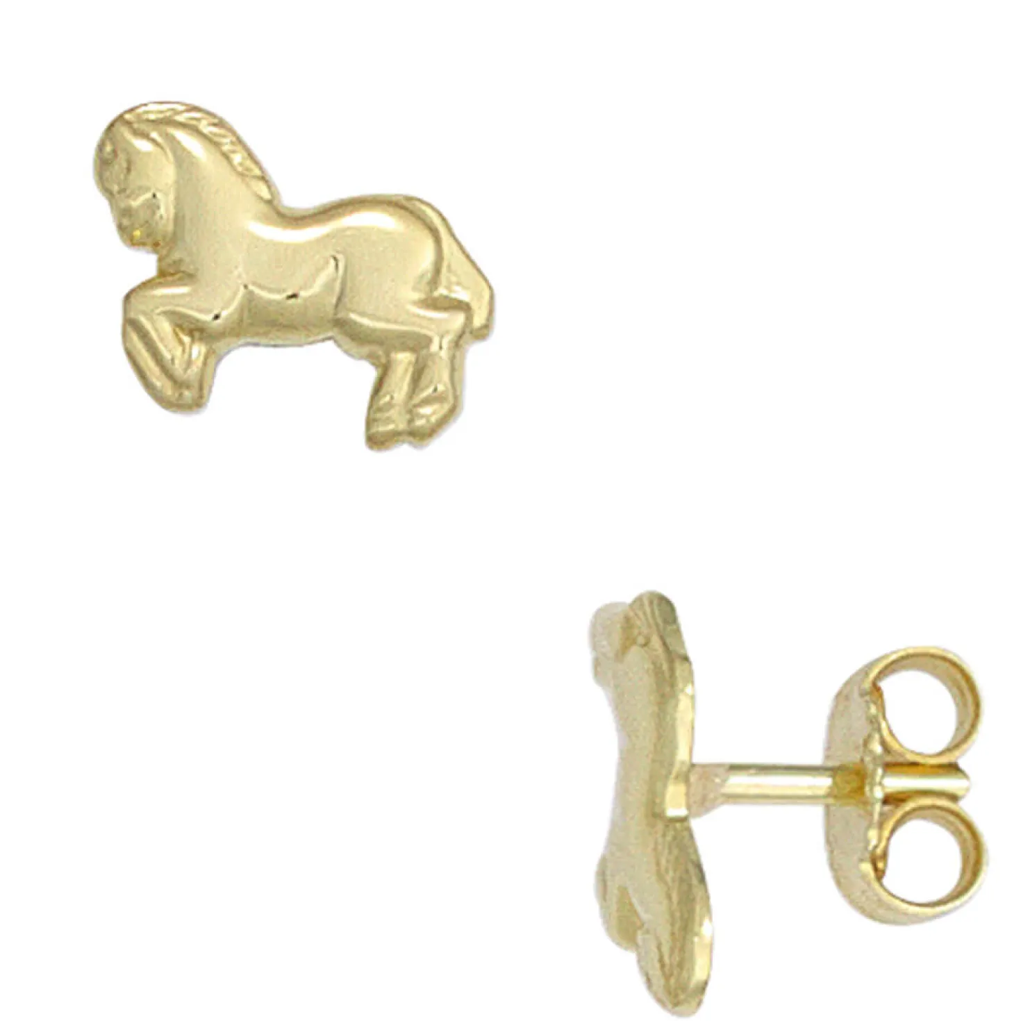 Paar Stecker Ohrstecker Pferd Pony Pferdchen 333 Gold Gelbgold Kinder