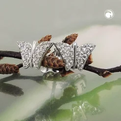 Paar Stecker Ohrstecker Schmetterling mit weißen Zirkonia 375 Gold Weißgold