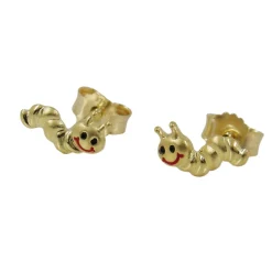 Paar Stecker Ohrstecker Würmchen Wurm aus 9Kt. 375 Gelbgold Ohrschmuck Kinder