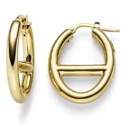 Paar Steg-Anker Creolen Ohrringe 30x23mm Ohrschmuck aus 585 Gold Gelbgold oval