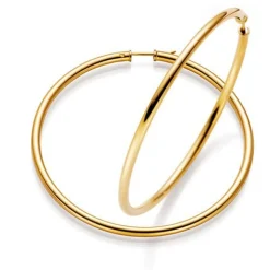 Paar XL Creolen 65mm große Ohrringe Ohrschmuck aus 585 Gold Gelbgold für Damen