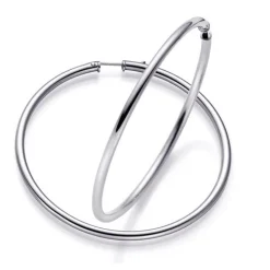 Paar XL Creolen 65mm große Ohrringe Ohrschmuck aus 585 Gold Weißgold für Damen