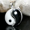 Partner Anhänger 16mm Yin-Yang aus echtem 925 Silber lackiert Unisex