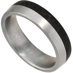 Partnerring Ring Edelstahl mit Carbon, Freundschaftsring, Unisex