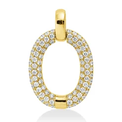 Pavé Anhänger aus 750 Gelbgold 84 Brillanten 0,75ct TW-VSI 24,5x15,8mm mit Öse