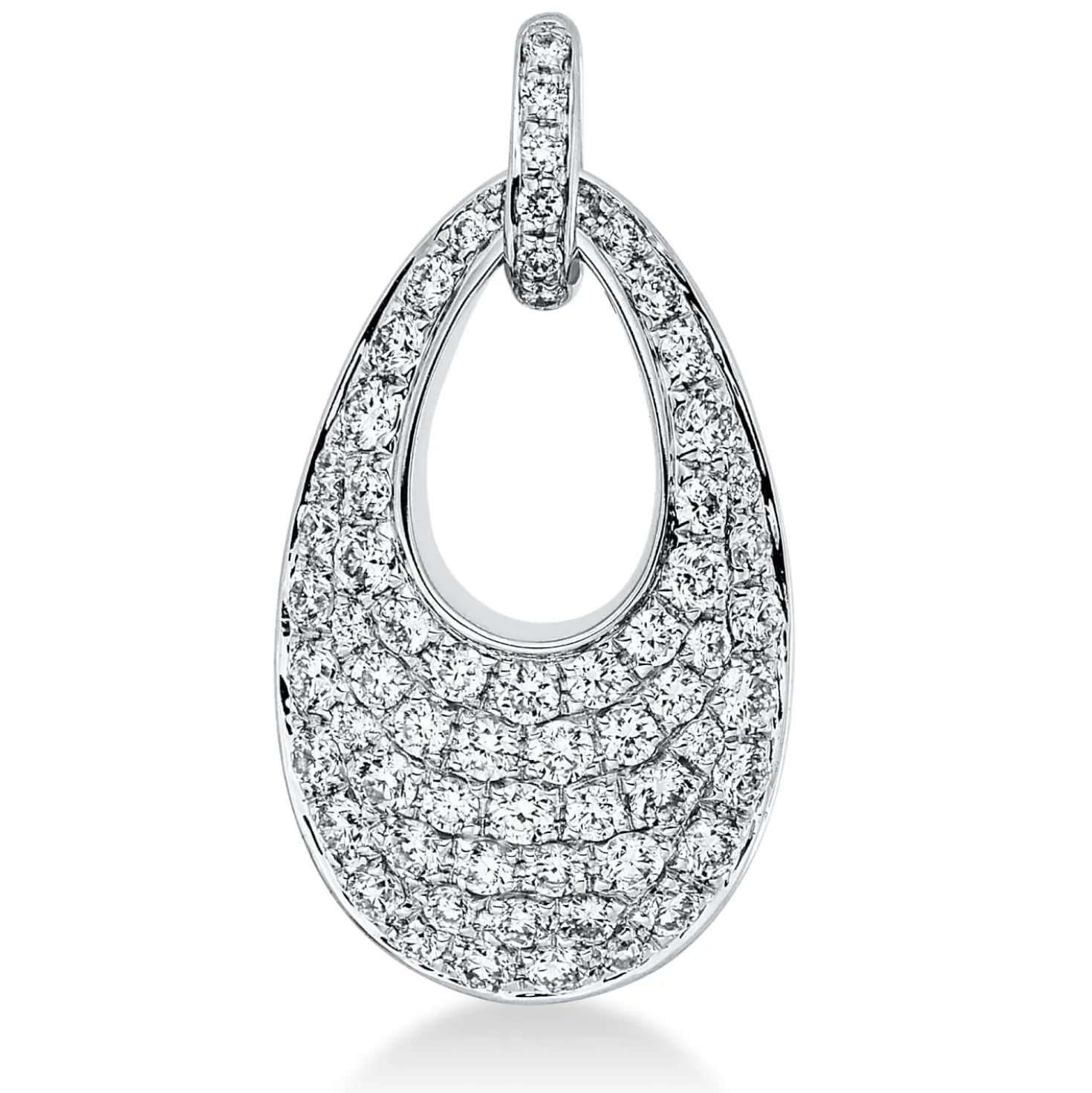 Pavé Anhänger Oval aus 750 Weißgold 65 Brillanten 0,74ct TW-VSI 23,5x12,4mm