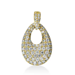 Pavé Anhänger Tropfen aus 750 Gelbgold 86 Brillanten 0,85ct TW-SI 21x12,2mm