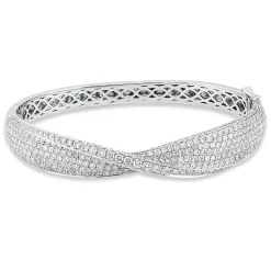 Pavé Armreif aus 750 Weißgold 449 Brillanten 5,29ct TW-VSI/SI 48x58mm