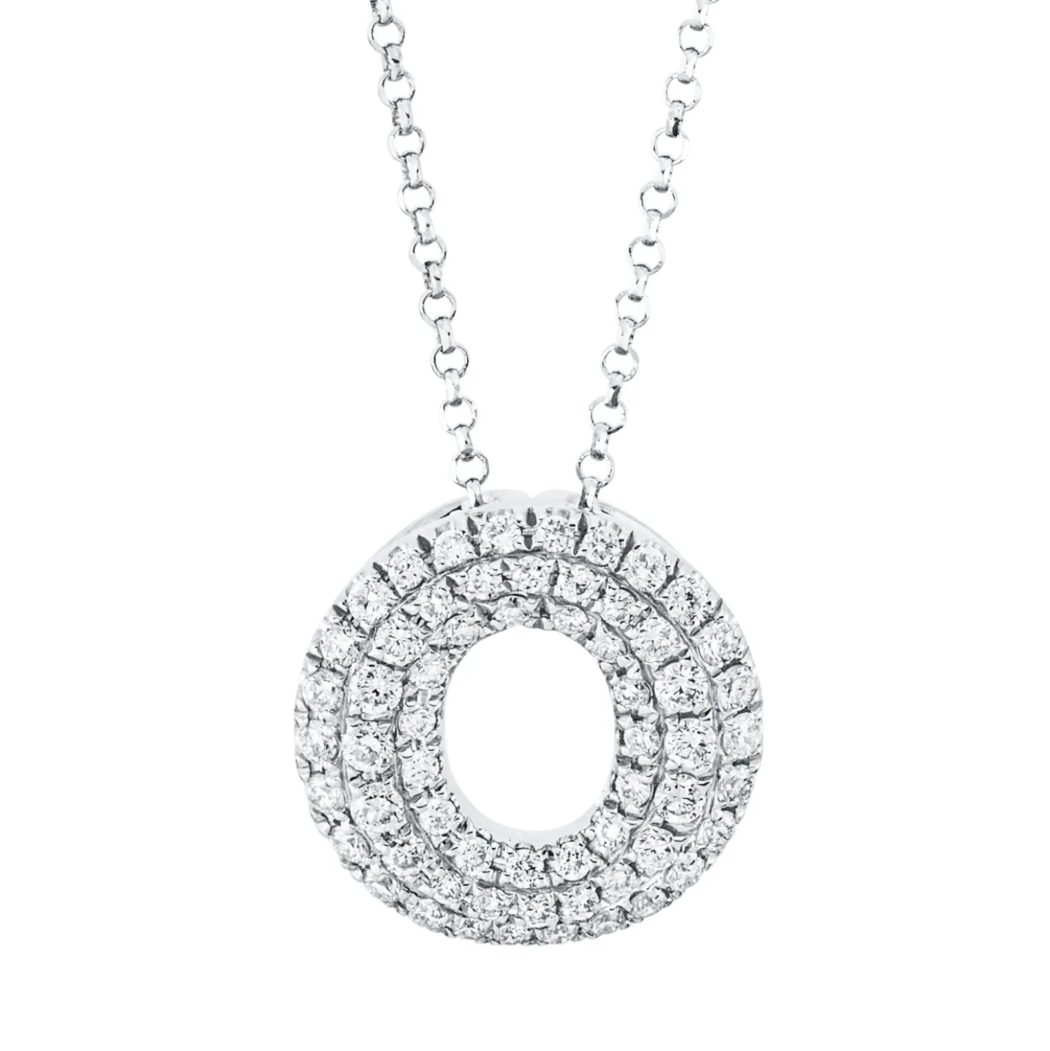 Pavé Collier Kreis aus 750 Weißgold 61 Brillanten 0,4ct TW-SI L:43,2cm