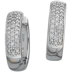 Pavé Creole Creolen 4,1mm mit 50 Diamanten 0.25Ct Brillanten 585 Weißgold Damen