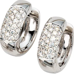 Pavé Creole Creolen 5,6x14,5mm mit 108 Diamanten 0.6Ct 585 Weißgold