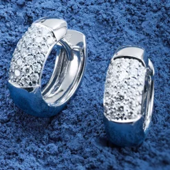 Pavé Creole Creolen 5,6x14,5mm mit 108 Diamanten 0.6Ct 585 Weißgold