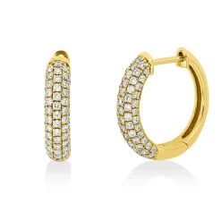 Pavé Creolen aus 750 Gelbgold 128 Brillanten 0,58ct W-SI/PI 15,3x3,5mm