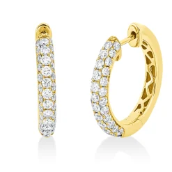 Pavé Creolen aus 750 Gold Gelbgold 72 Brillanten 1,27ct TW-SI 19,7x2,8mm