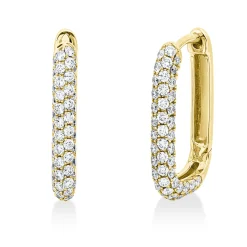 Pavé Creolen aus 750 Gold Gelbgold 122 Brillanten 0,88ct TW-SI 17x2,4mm