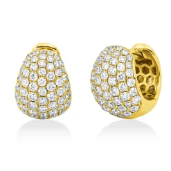 Pavé Creolen aus 750 Gold Gelbgold 112 Brillanten 1,67ct TW-VSI 14,5x10mm