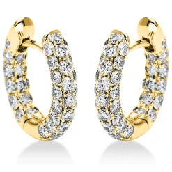 Pavé Creolen aus 750 Gold Gelbgold 84 Brillanten 1,46ct TW-VSI 14,8x2,9mm