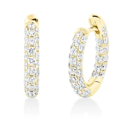 Pavé Creolen aus 750 Gold Gelbgold 94 Brillanten 1,74ct TW-VSI 17,3x3mm