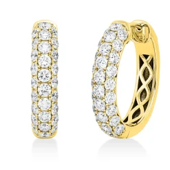 Pavé Creolen aus 750 Gold Gelbgold 56 Diamanten 2,06ct TW-SI 20x4,4mm