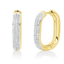 Pavé Creolen aus 585 Gold gelb/weiß 104 Diamanten 0,28ct TW-PI 20x40,1mm