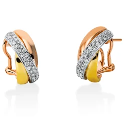Pavé Creolen aus 750 Gold gelb/weiß/rot 60 Brillanten 0,66ct TW-SI