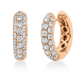 Pavé Creolen aus 750 Gold Rotgold 50 Brillanten 0,85ct TW-SI 14x3,6mm
