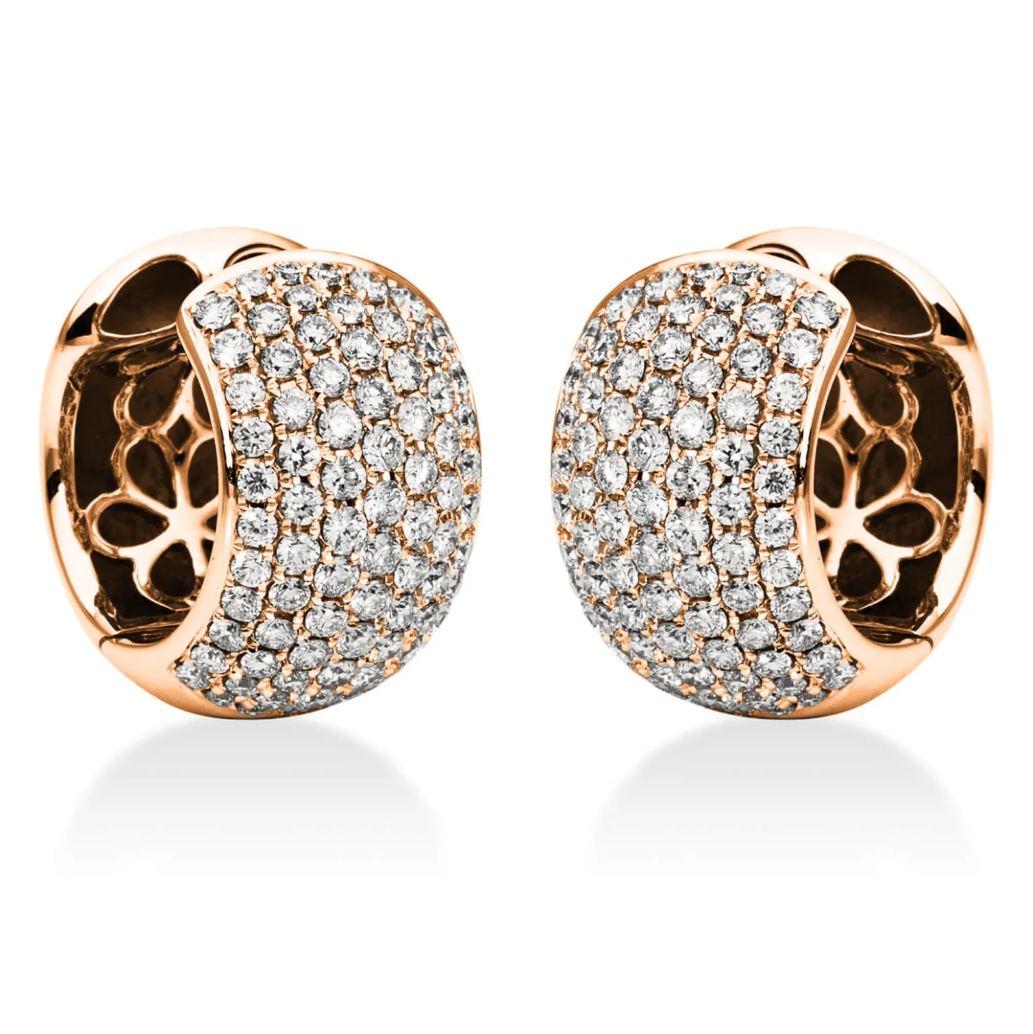 Pavé Creolen aus 750 Gold Rotgold 162 Brillanten 1,44ct TW-VSI