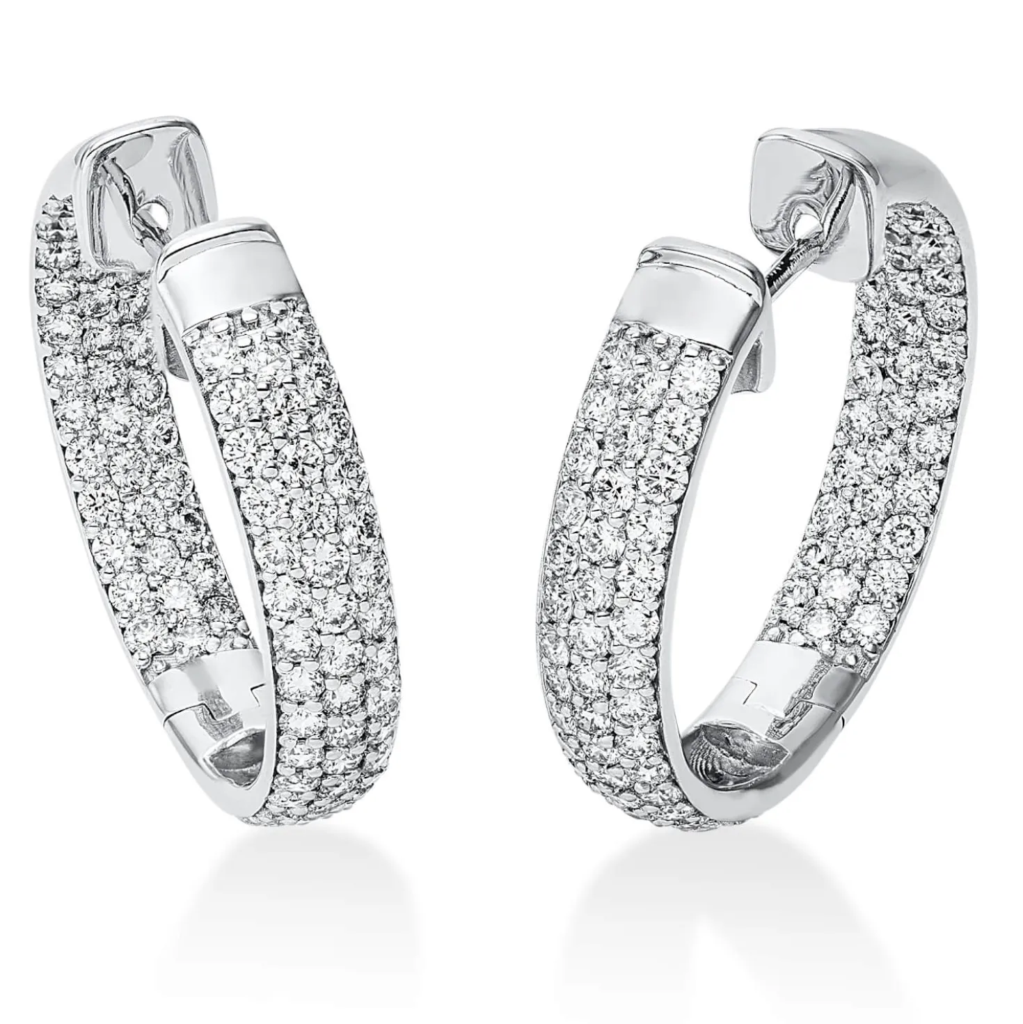 Pavé Creolen aus 750 Gold Weißgold 168 Brillanten 2,89ct TW-SI 25,9x5mm