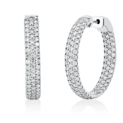 Pavé Creolen aus 750 Gold Weißgold 194 Brillanten 3,51ct TW-SI 30,4x5mm