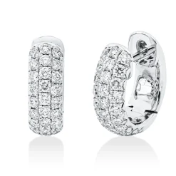 Pavé Creolen aus 750 Gold Weißgold 54 Brillanten 0,8ct TW-SI 12,5x4,2mm