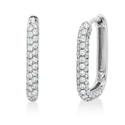 Pavé Creolen aus 750 Gold Weißgold 122 Brillanten 0,87ct TW-SI 17x2,4mm