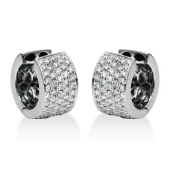 Pavé Creolen aus 750 Gold Weißgold 112 Brillanten 2,22ct TW-VSI