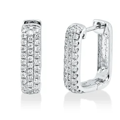 Pavé Creolen aus 750 Gold Weißgold 74 Brillanten 0,46ct W-SI 14,8x4mm