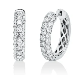 Pavé Creolen aus 750 Gold Weißgold 56 Diamanten 2,06ct TW-SI 19,5x4,5mm