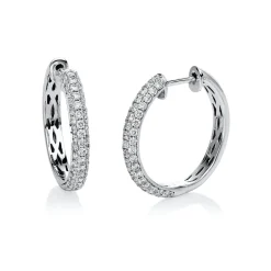 Pavé Creolen aus 750 Weißgold 104 Brillanten 0,94ct TW-SI 19,9x2,8mm
