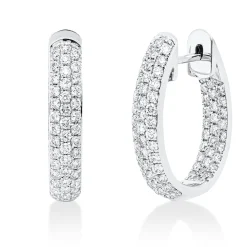 Pavé Creolen aus 750 Weißgold 142 Brillanten 1,22ct TW-SI 19,6x3,8mm