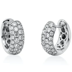 Pavé Creolen aus 750 Weißgold 60 Brillanten 0,87ct TW-VSI 12,7x4,7mm