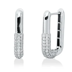 Pavé Creolen aus 750 Weißgold 144 Brillanten 1,17ct TW-VSI 21,1x4mm