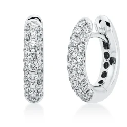 Pavé Creolen aus 750 Weißgold 50 Brillanten 1,12ct TW-VSI 15,8x3,5mm