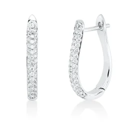 Pavé Creolen aus 750 Weißgold 92 Brillanten 0,4ct TW-VSI 18,3x2,4mm